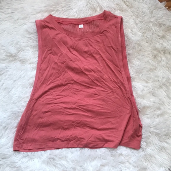 Women’s Cropped Muscle Tank Flowy Mesh Workout Top Size Small Rose Pink Like New - Picture 4 of 15